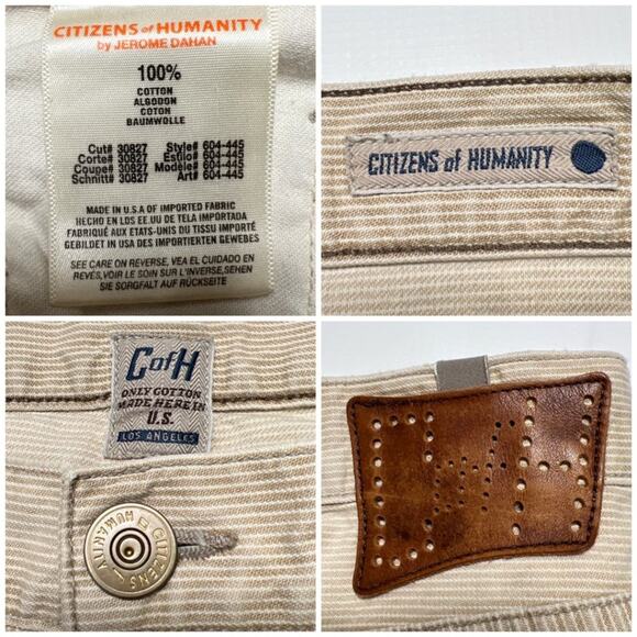 Citizens of Humanity COH SID Straight Leg Jeans SIZE 30 x 30 Beige Striped USA - Picture 4 of 10